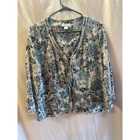 Christopher & Banks Linen-Blend Floral Print Jacket – Size L - Picture 1 of 7